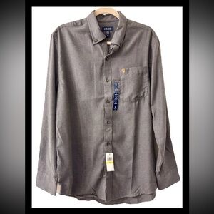 NWT Izod Stratton Flannel Shirt Men's M Asphalt Gray Long Sleeve